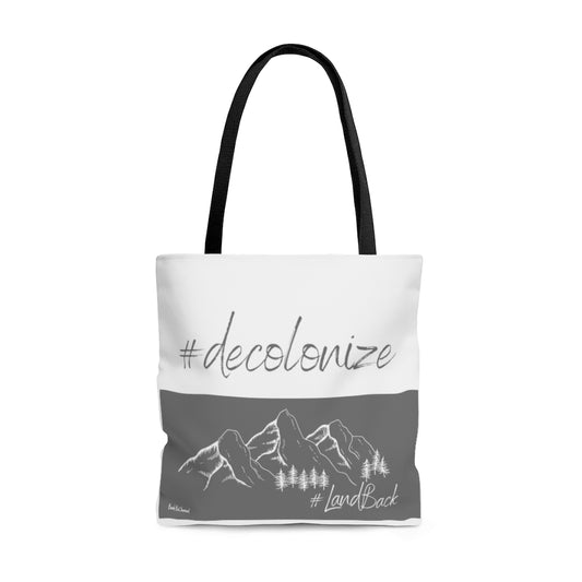 Land Back Grey Slate Activist Tote Bag