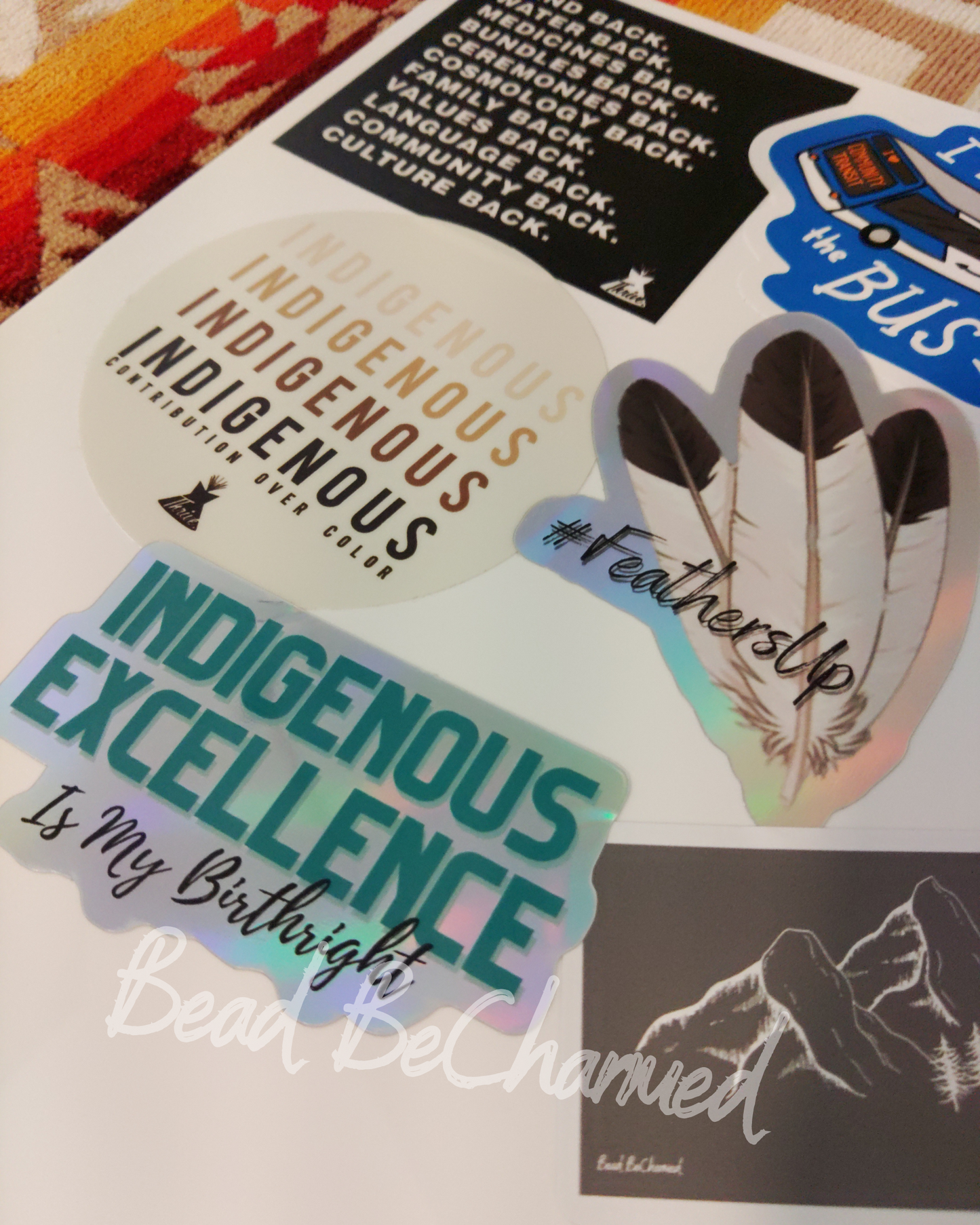 Stickers, 'Indigenous Excellence' - Kiss-Cut Vinyl Holographic Stickers, Indigenous Culture Pride Awareness