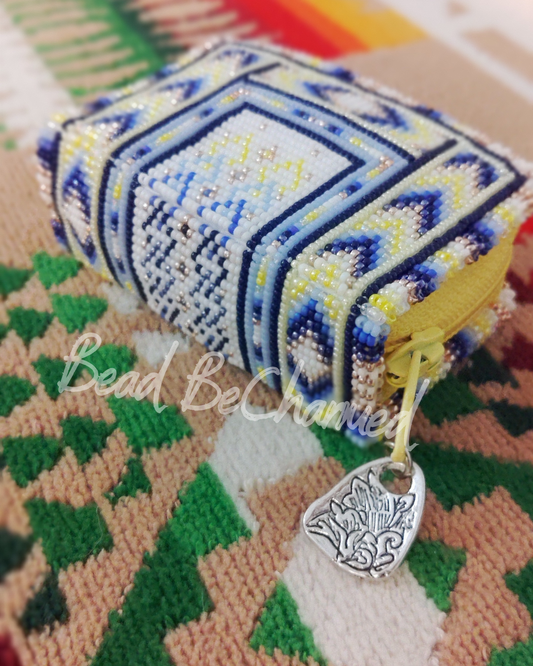 Purses, 'Blueberry Limonaia Mini Set' - Handbeaded 2-Piece Coin Purse and Earrings Set