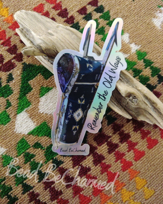 Stickers, 'Old Ways'- Kiss-Cut Holographic Collectible Sticker, Indigenous Culture Revitalization Decal