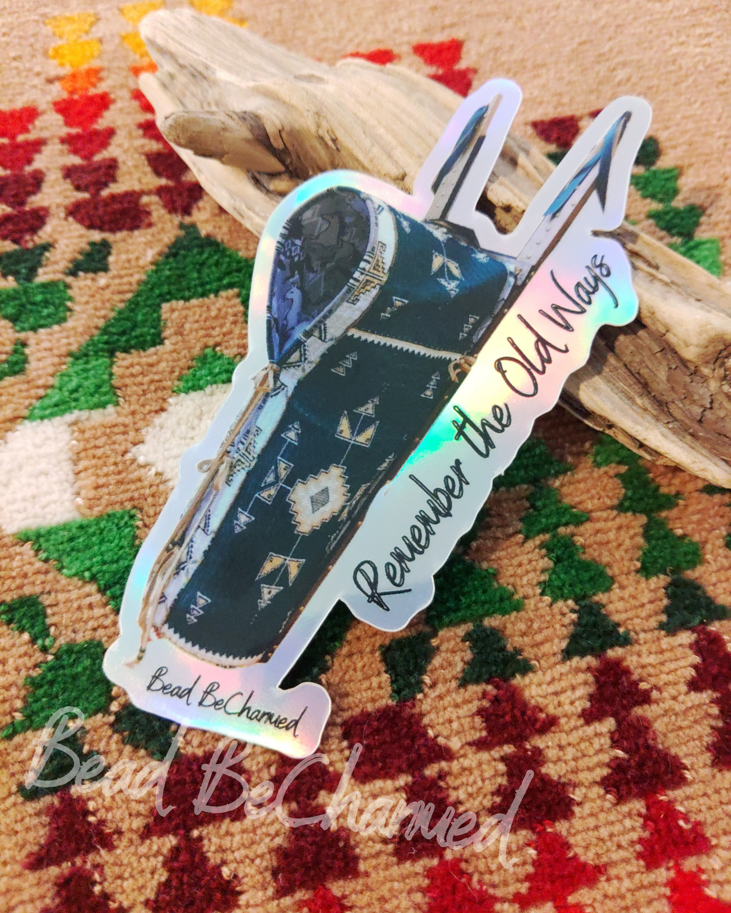 Stickers, 'Old Ways'- Kiss-Cut Holographic Collectible Sticker, Indigenous Culture Revitalization Decal