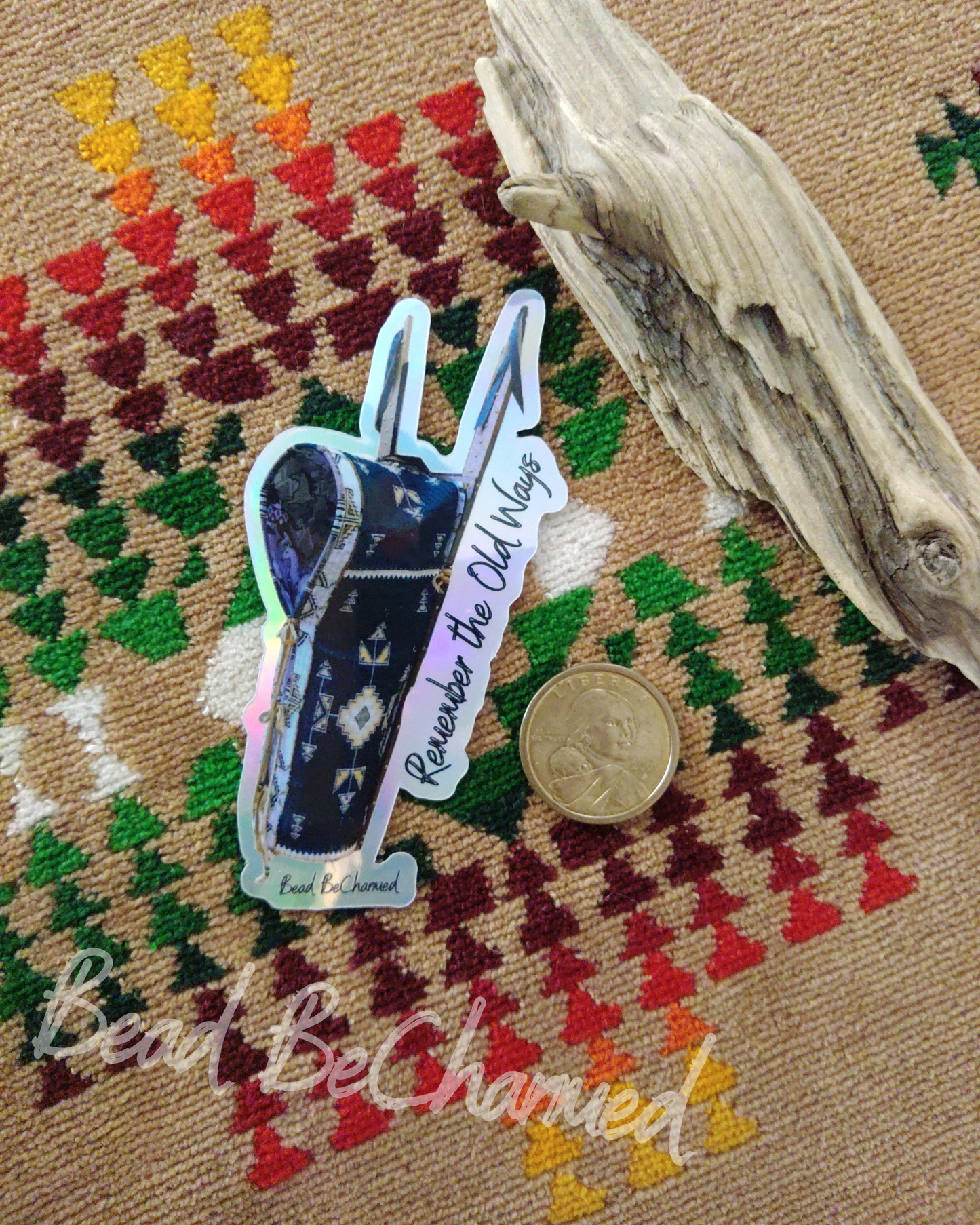 Stickers, 'Old Ways'- Kiss-Cut Holographic Collectible Sticker, Indigenous Culture Revitalization Decal