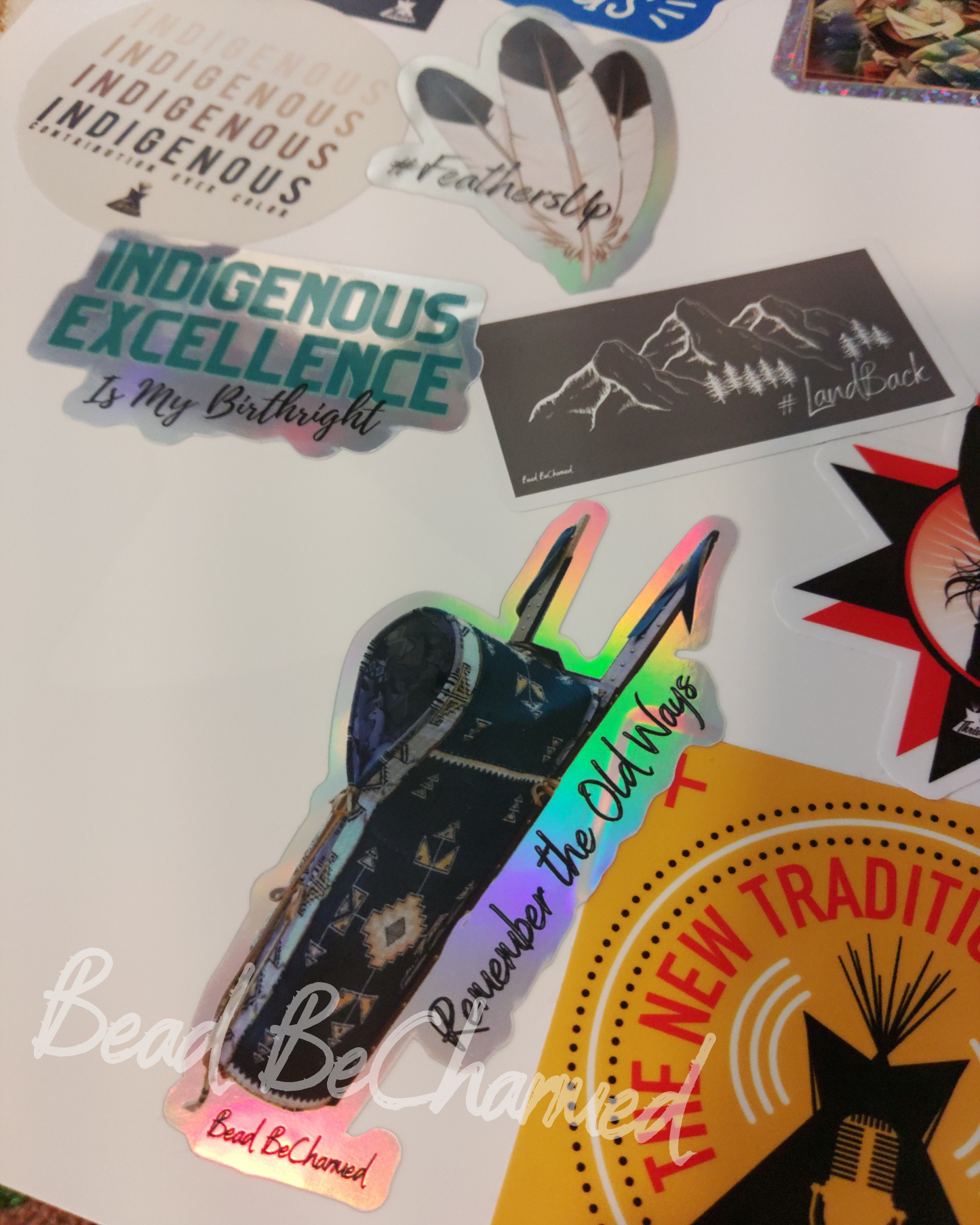 Stickers, 'Old Ways'- Kiss-Cut Holographic Collectible Sticker, Indigenous Culture Revitalization Decal