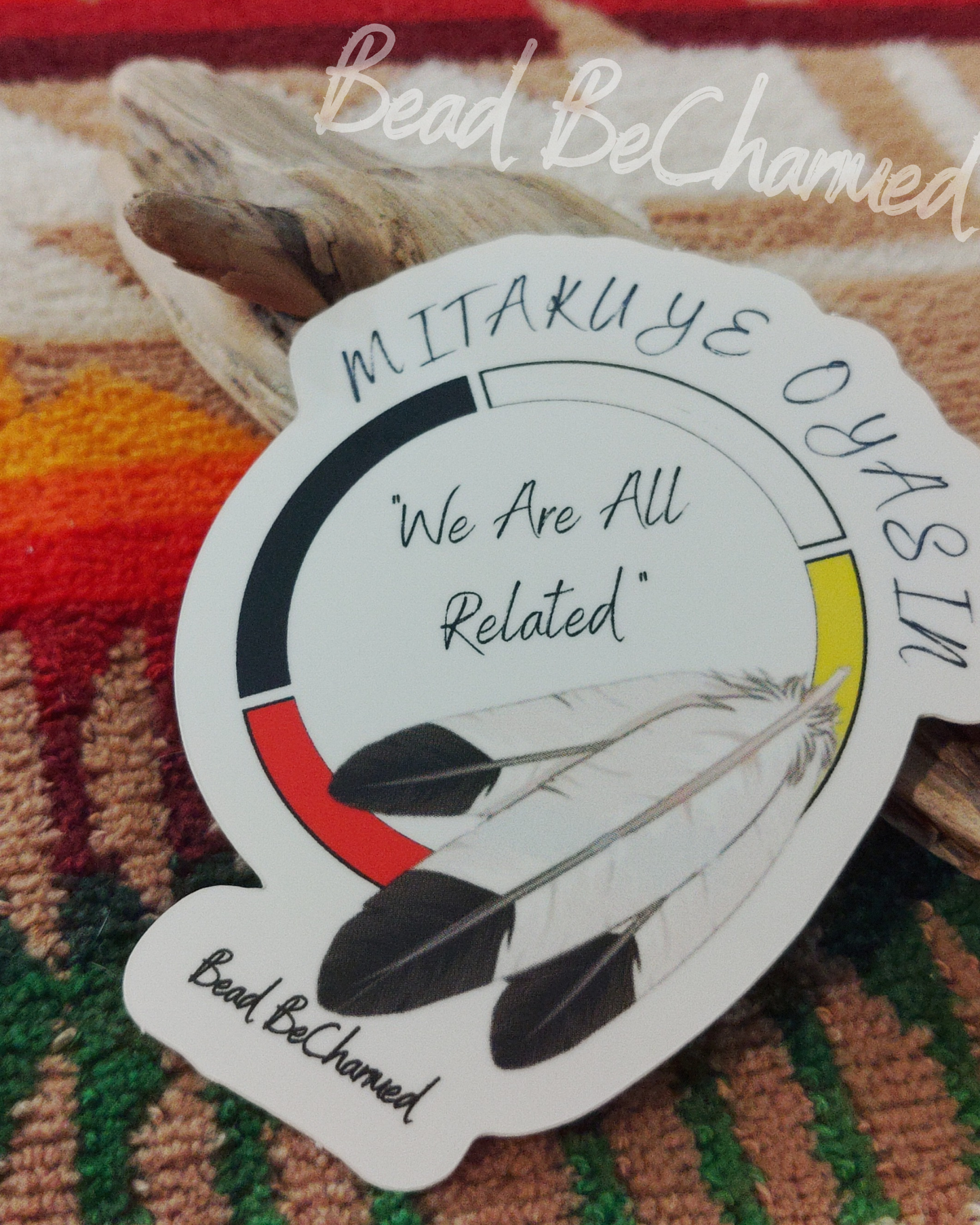 Stickers, 'Mitakuye Oyasin'- Kiss-Cut Vinyl Stickers, Medicine Wheel, Religious Awareness Sticker