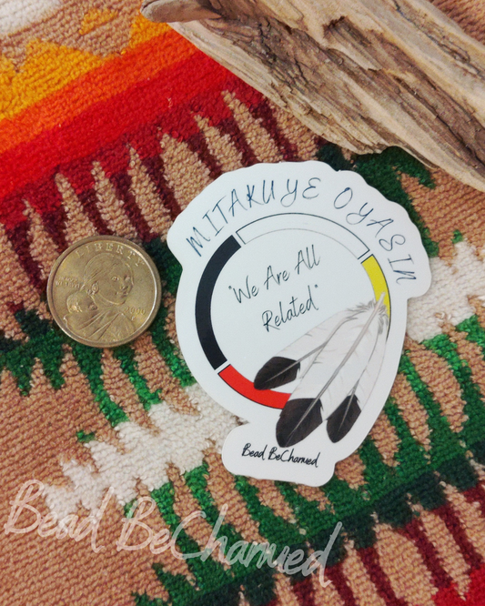 Stickers, 'Mitakuye Oyasin'- Kiss-Cut Vinyl Stickers, Medicine Wheel, Religious Awareness Sticker