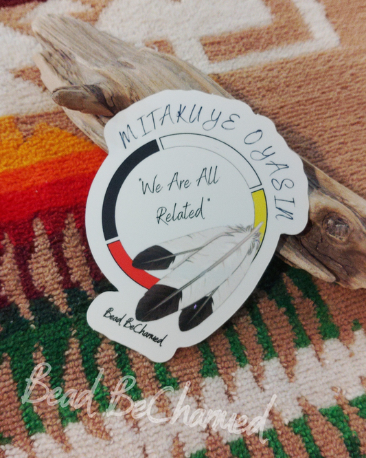 Stickers, 'Mitakuye Oyasin'- Kiss-Cut Vinyl Stickers, Medicine Wheel, Religious Awareness Sticker