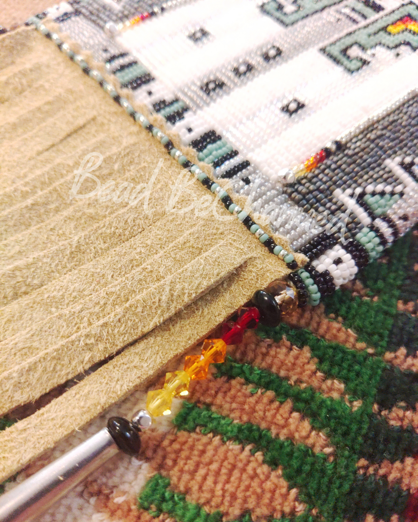Phone Case, 'Grey Skies' - Hand Beaded Medicine Neck Bag