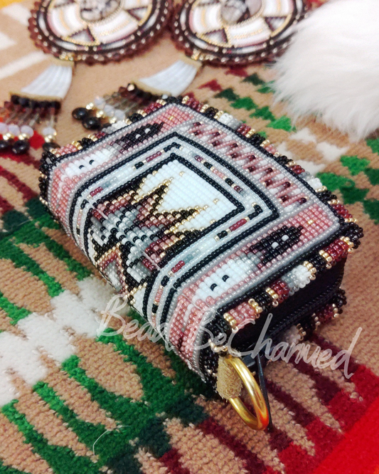 Purses, 'Nostalgia Mini Set' - Handbeaded 3-Piece Coin Purse, Earrings and Wristlet Set, Indigenous Fashion Accessories