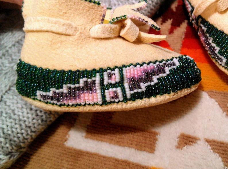 Booties, 'Sugar and Spice' - Plains Style Newborn Moccasin Booties, Traditional New Baby Apparel