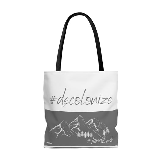 Land Back Grey Slate Activist Tote Bag