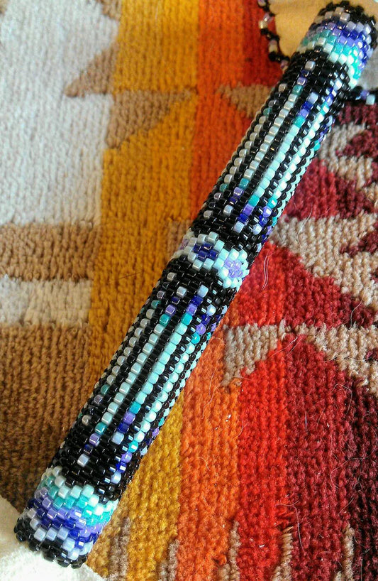 Smudge Feathers, "Mint & Amethyst" on Natural Turkey - Hand Beaded Smudge Feathers for Ceremony or Gifting