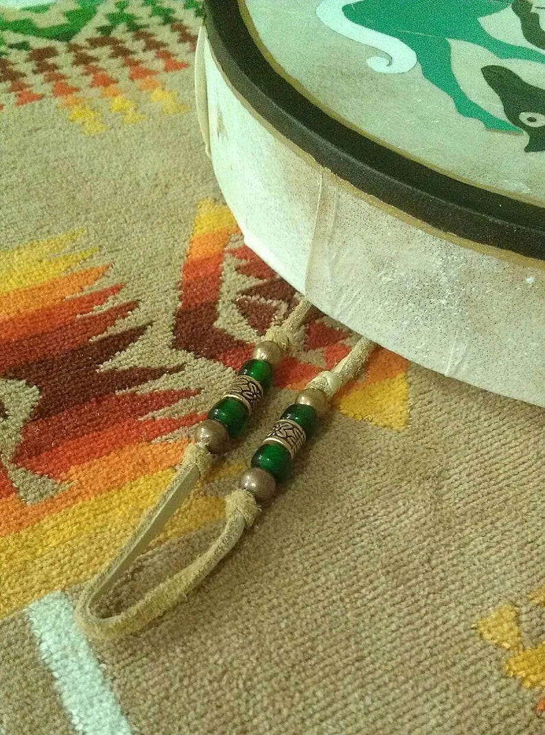 Drum, 'Celtic Horses' - Hand Painted Rawhide Hand Drum, Gaelic Horse and Knot Pattern