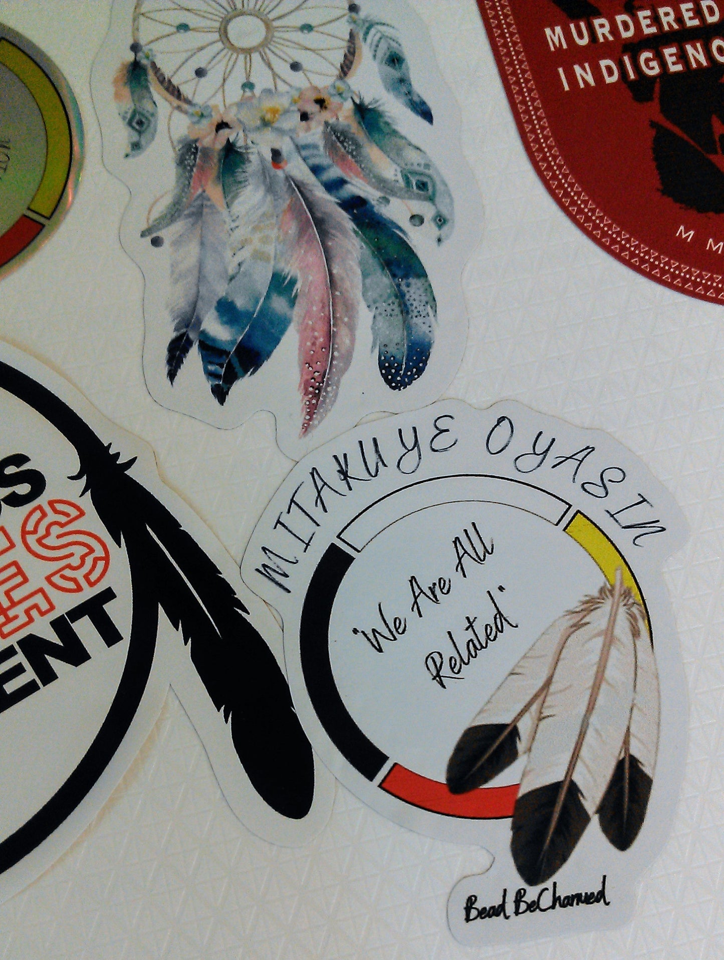 Stickers, 'Mitakuye Oyasin'- Kiss-Cut Vinyl Stickers, Medicine Wheel, Religious Awareness Sticker