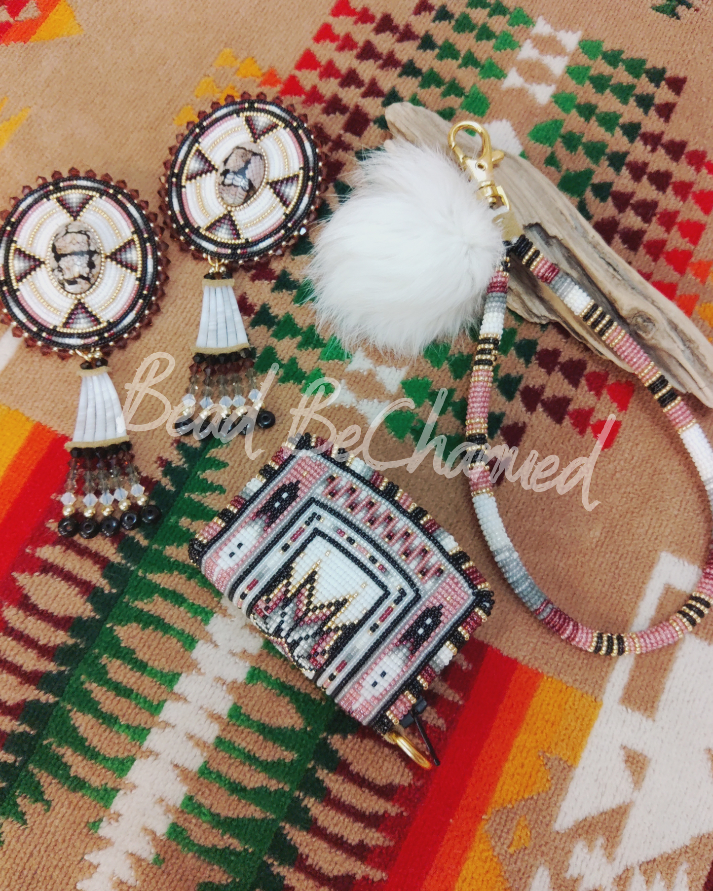 Purses, 'Nostalgia Mini Set' - Handbeaded 3-Piece Coin Purse, Earrings and Wristlet Set, Indigenous Fashion Accessories